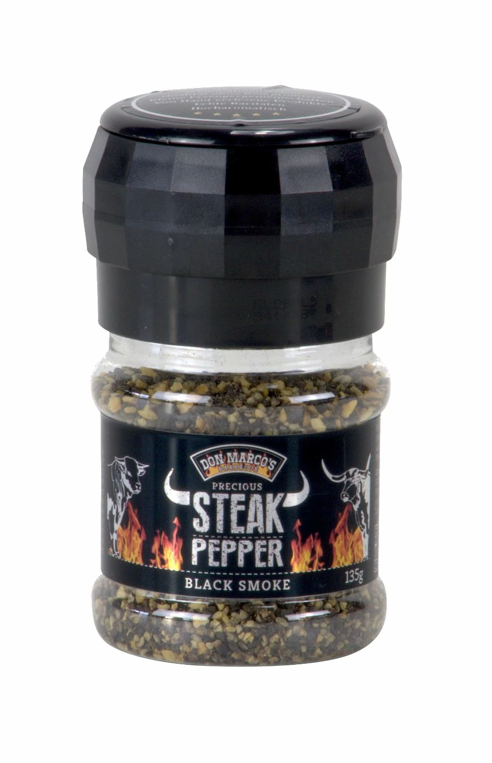 Don Marcos Steak Peffer - Black Smoke - Mit Mühlenaufsatz, 135 G 1 Don Marcos Steak Peffer - Black Smoke - Mit Mühlenaufsatz, 135 G