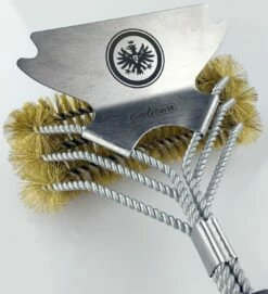 Grillfürst Grillbürste - Eintracht Frankfurt Edition - Messing Für Gusseisen Roste, Mit Breitem 3-fach Bürstenkopf Und Schaber