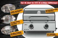 Grillfürst G201E 2-Brenner Gasgrill Portabel V2 - Campinggrill / Balkongrill 50mbar - Inkl. Untergestell