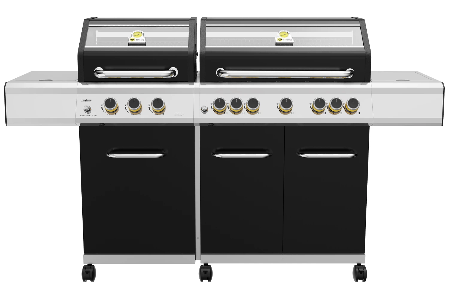 Grillfürst G750E Borussia Dortmund Edition 7-Brenner Doppelkammer - Gasgrill Mit Hochtemperaturbrenner, Seitenkocher, Heckbrenner Und Edelstahl Rosten 1 Grillfürst G750E Borussia Dortmund Edition 7-Brenner Doppelkammer - Gasgrill Mit Hochtemperaturbrenner, Seitenkocher, Heckbrenner Und Edelstahl Rosten