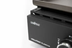 Grillfürst Plancha Grill - 2 Brenner Mit Insgesamt 7 KW Und Edelstahl Plancha - Inkl. 2 Stk. Plancha Spatel Und Grillzange -Grill Verkaufs-Shop Grillfuerst Gas Planchagrill Blende schwarz