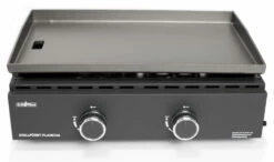 Grillfürst Plancha Grill - 2 Brenner Mit Insgesamt 7 KW Und Edelstahl Plancha - Inkl. 2 Stk. Plancha Spatel Und Grillzange -Grill Verkaufs-Shop Grillfuerst Gas Planchagrill schwarz