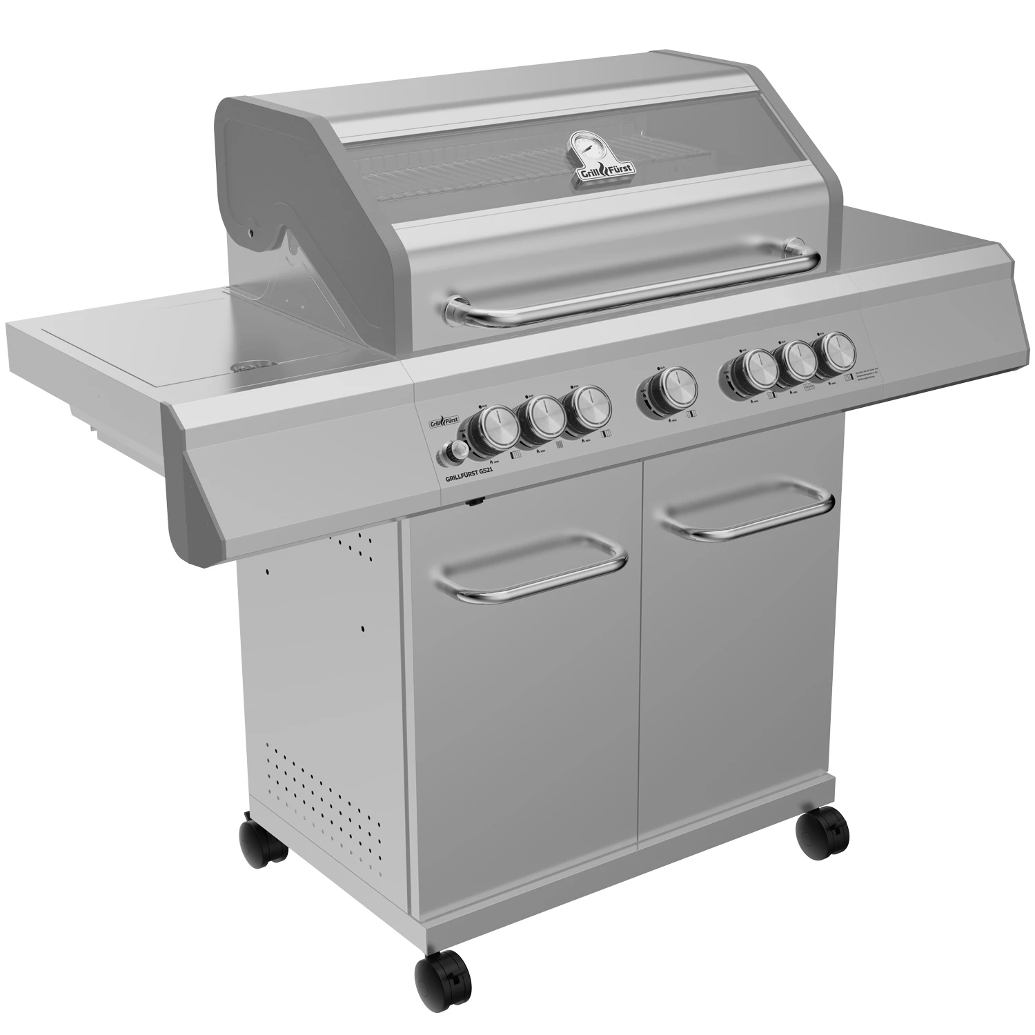 Grillfürst G521G 5-Brenner Edelstahl-Gasgrill Mit Hochtemperaturbrenner, Heckbrenner Und Gusseisen Rosten 2 Grillfürst G521G 5-Brenner Edelstahl-Gasgrill Mit Hochtemperaturbrenner, Heckbrenner Und Gusseisen Rosten – Bild 2