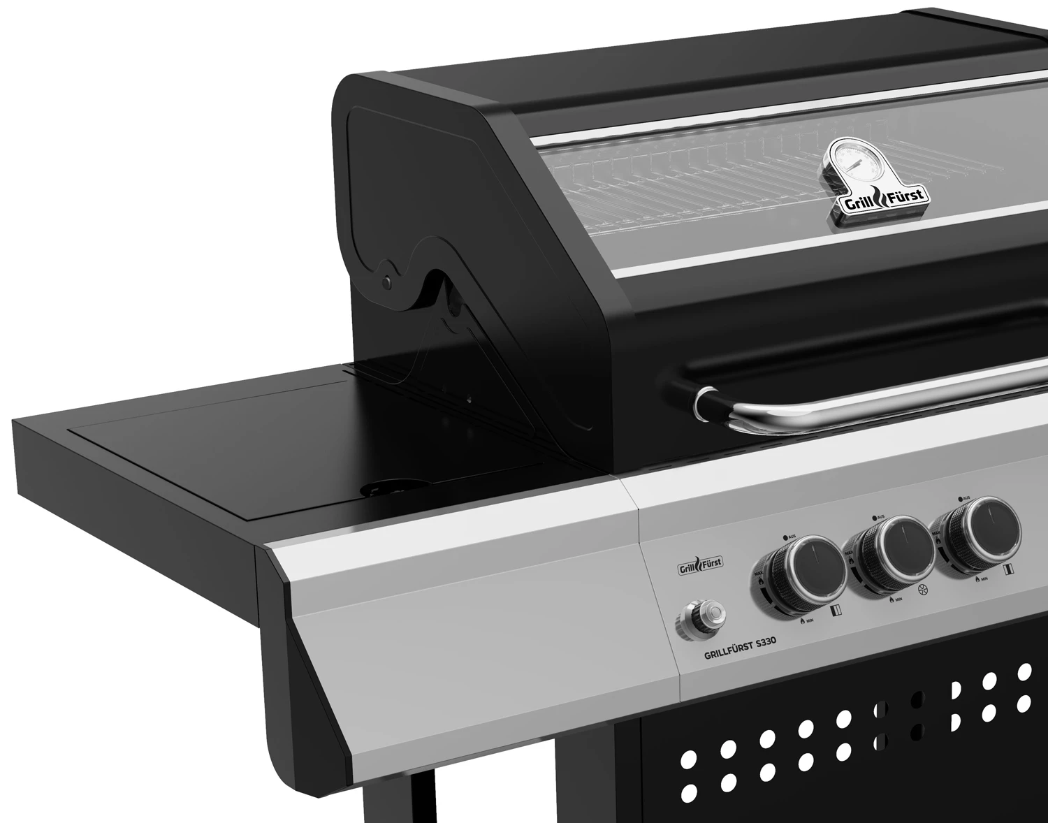 Grillfürst S330G 3-Brenner Gasgrill Mit Seitenkocher Und Gusseisen Rosten - Inkl. Gasgrill Einsteigerpaket 5 Grillfürst S330G 3-Brenner Gasgrill Mit Seitenkocher Und Gusseisen Rosten - Inkl. Gasgrill Einsteigerpaket – Bild 5