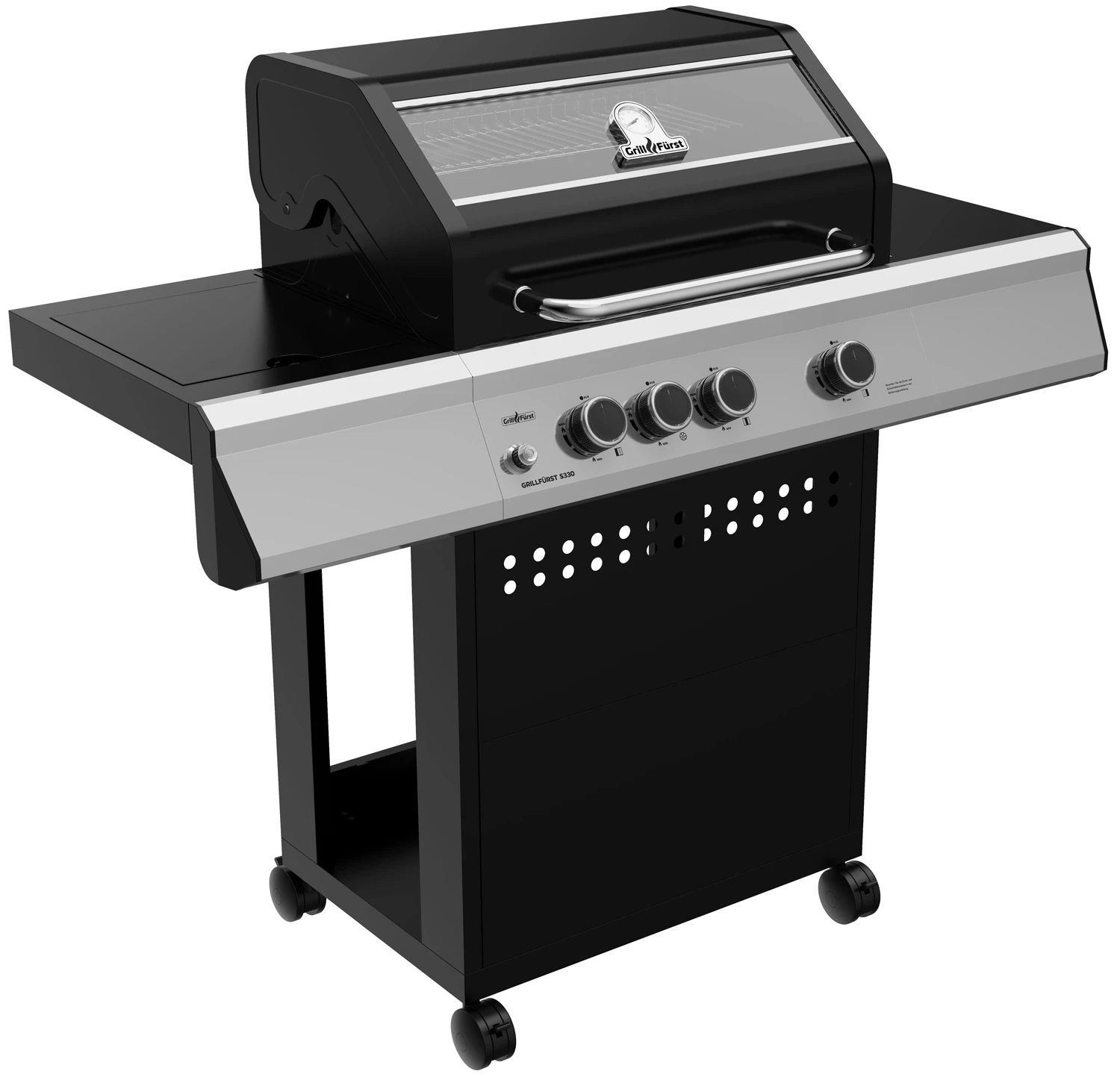 Grillfürst S330G 3-Brenner Gasgrill Mit Seitenkocher Und Gusseisen Rosten Inkl. Abdeckhaube 2 Grillfürst S330G 3-Brenner Gasgrill Mit Seitenkocher Und Gusseisen Rosten Inkl. Abdeckhaube – Bild 2