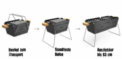 Knister Grill Original - Ausziehbarer Holzkohle Kompaktgrill 23 Knister Grill Original - Ausziehbarer Holzkohle Kompaktgrill -Grill Verkaufs-Shop Knister Kohlegrill klein Henkel ausziehbar