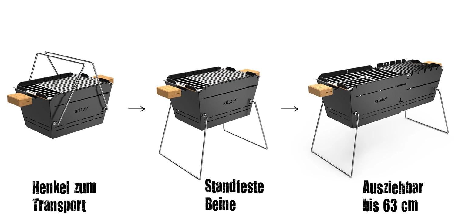 Knister Grill Original - Ausziehbarer Holzkohle Kompaktgrill 4 Knister Grill Original - Ausziehbarer Holzkohle Kompaktgrill – Bild 4