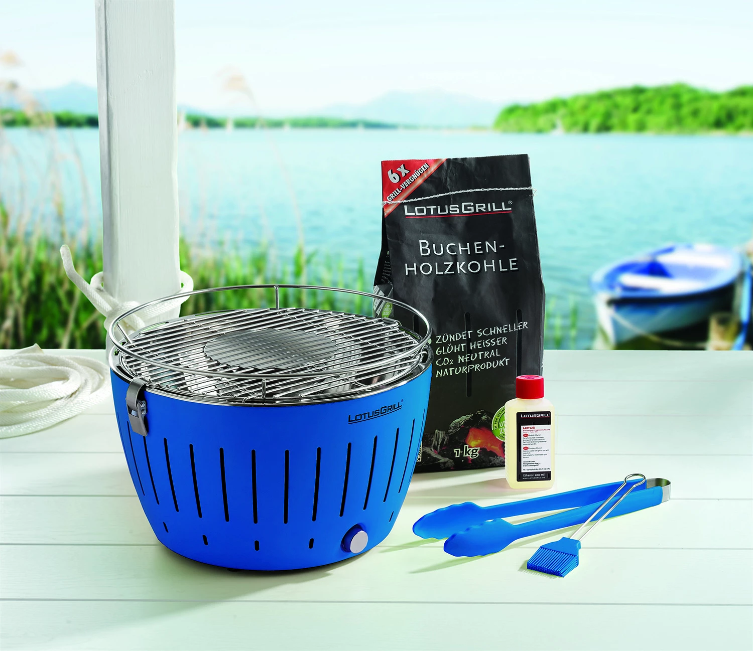 LotusGrill Classic - Holzkohle Tischgrill - Tiefblau Inkl. Tasche 3 LotusGrill Classic - Holzkohle Tischgrill - Tiefblau Inkl. Tasche – Bild 3