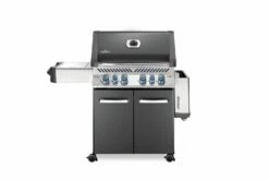 Napoleon Prestige 500 Gasgrill, Charcoal Grau - Mit Safety Glow - X-DEAL Inkl. Grillthermometer, Schneidebrett Und Windschild Für SIZZLE ZONE -Grill Verkaufs-Shop Napoleon Prestige 500 Gasgrill grey Seitenablage abgeklappt 1