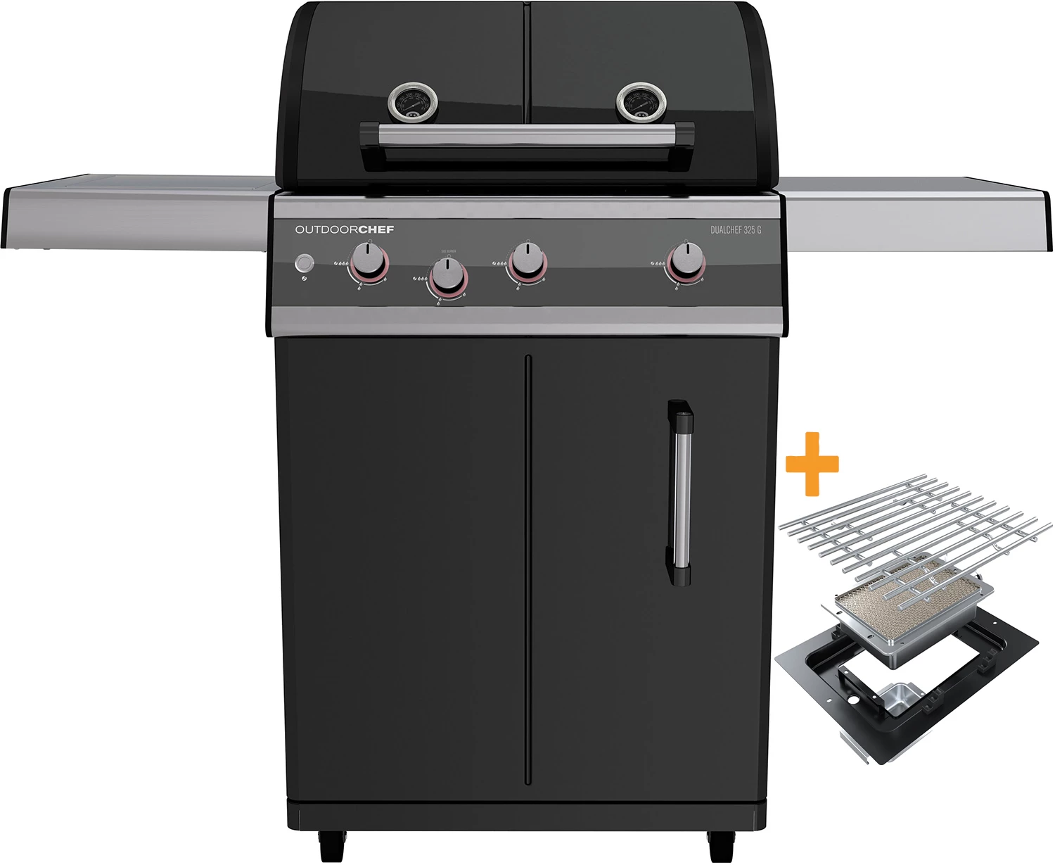 Outdoorchef Dualchef 325 G Gasgrill Mit Seitenkocher + BLAZING ZONE Infrarotbrenner + DGS Gusseisen Grillrost 2 Stk. + DGS Gemüse Grillrost 2 Stk. 1 Outdoorchef Dualchef 325 G Gasgrill Mit Seitenkocher + BLAZING ZONE Infrarotbrenner + DGS Gusseisen Grillrost 2 Stk. + DGS Gemüse Grillrost 2 Stk.
