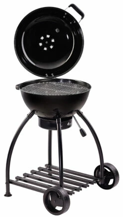 Rösle Holzkohlegrill Kugelgrill No.1 F50 Sport - FC Bayern Edition - Inkl. FC Bayern Abdeckhaube -Grill Verkaufs-Shop Roesle Holzkohlegrill Sport F50 FC Bayern Deckel offen