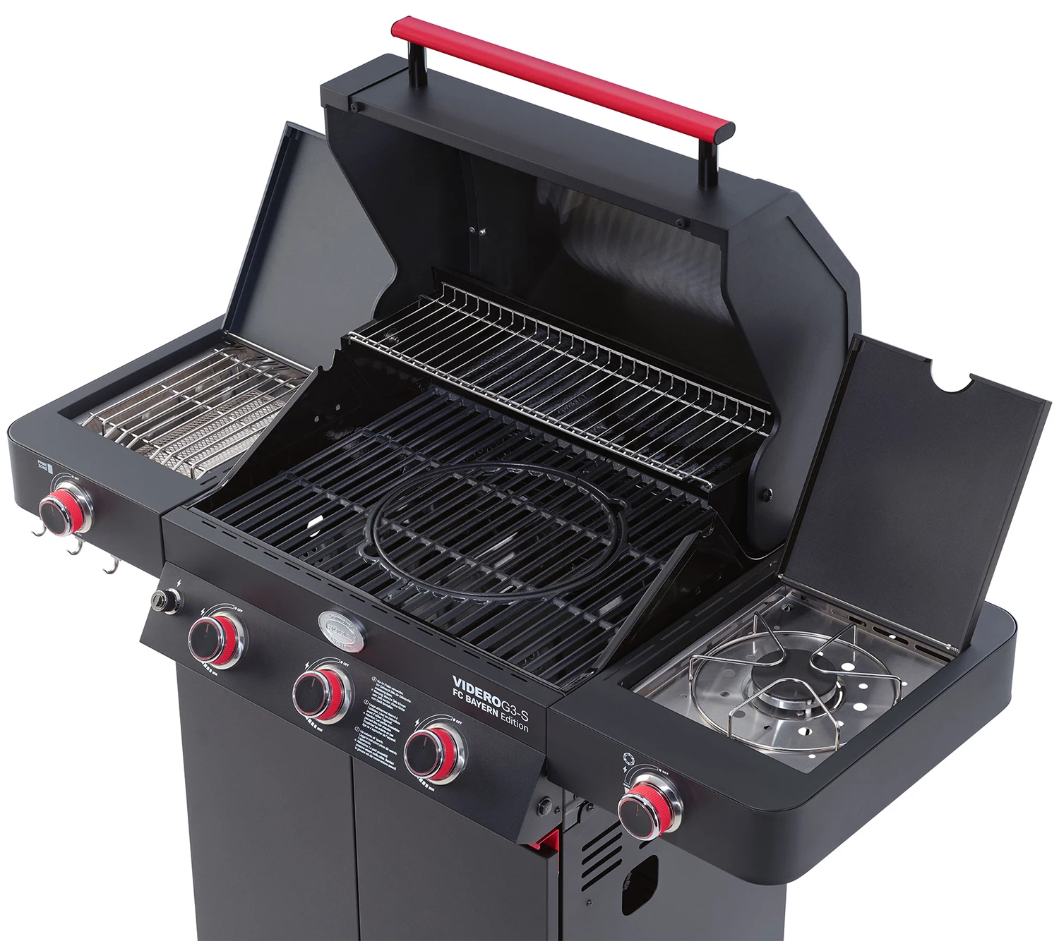 Rösle Videro G3-S VARIO+ Schwarz Gasgrill - FC Bayern Edition - Inkl. FC Bayern Abdeckhaube, Barbecue Grillzange Und Burgerpresse 5 Rösle Videro G3-S VARIO+ Schwarz Gasgrill - FC Bayern Edition - Inkl. FC Bayern Abdeckhaube, Barbecue Grillzange Und Burgerpresse – Bild 5