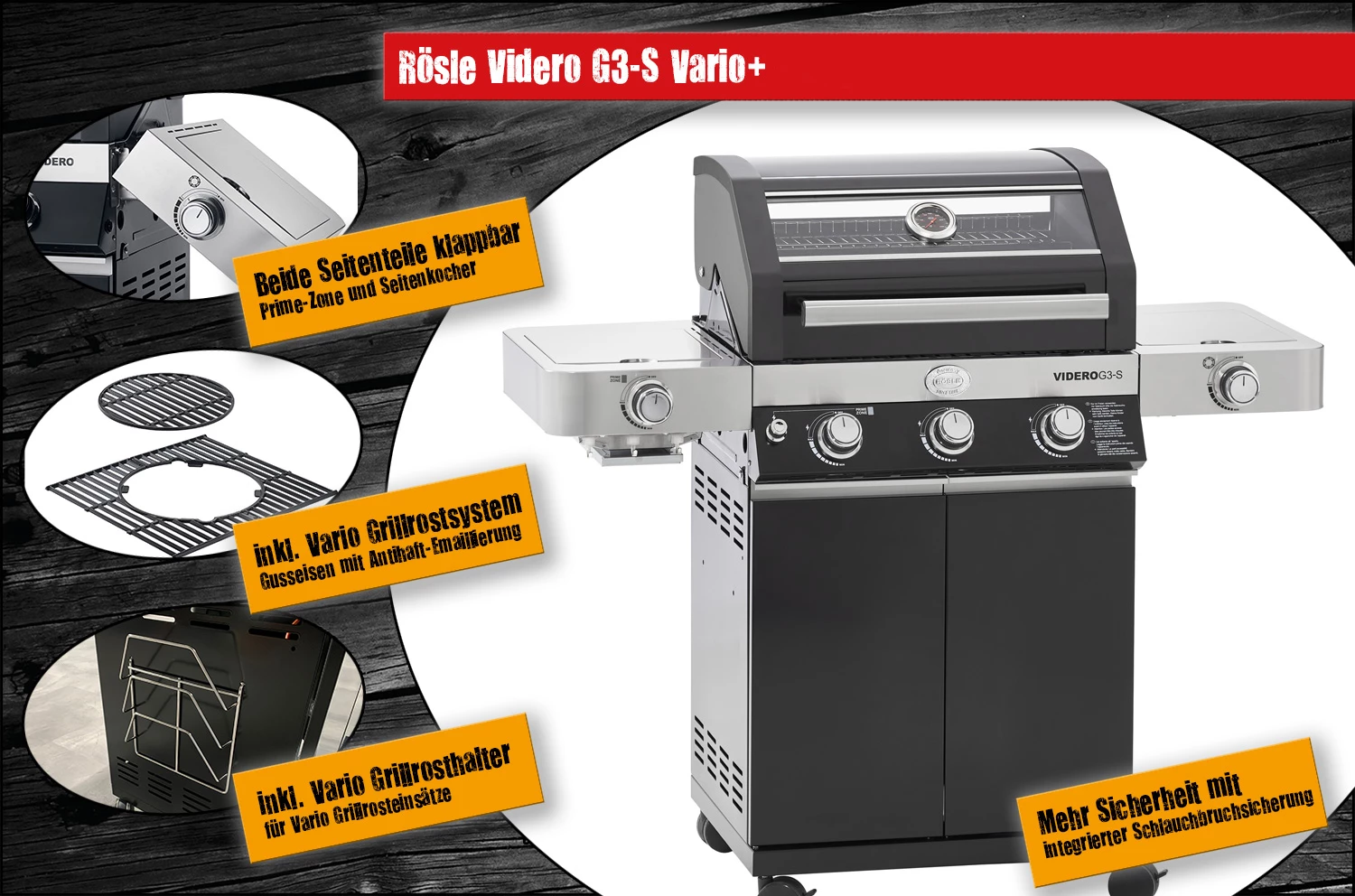 Rösle Gasgrill Videro G3-S VARIO+ Schwarz - Modell 2023 1 Rösle Gasgrill Videro G3-S VARIO+ Schwarz - Modell 2023