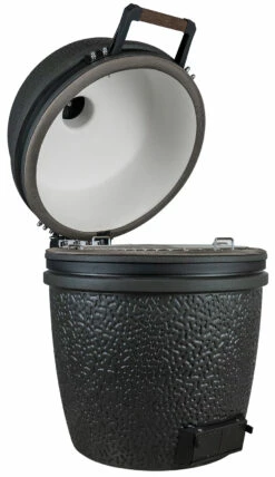 The Bastard Keramikgrill VX Large - Solo - Schwarz Matt - Modell 2023 16 The Bastard Keramikgrill VX Large - Solo - Schwarz Matt - Modell 2023 -Grill Verkaufs-Shop The Bastard VX Keramikgrill Large Solo offen links