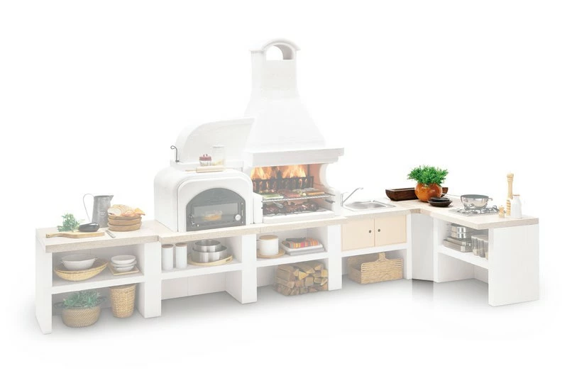 Palazzetti Gartenküche: Modul Ecke, Marmortech Rot 1 Palazzetti Gartenküche: Modul Ecke, Marmortech Rot